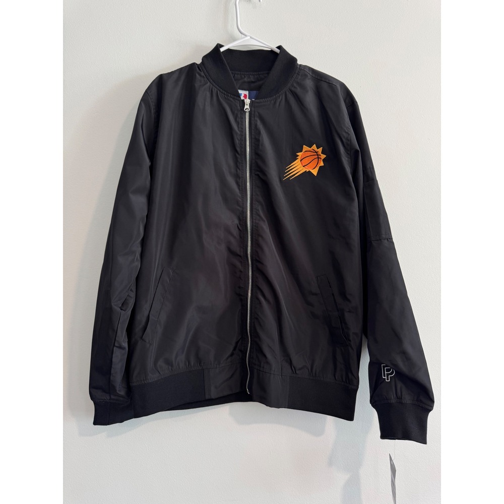 JH Design Phoenix Suns Bomber Jacket Mens XL Black NBA Full Zip Utility Pocket‎